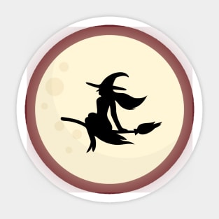 Flying Witch Moon Background Sticker